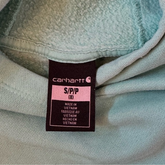 Carhartt Girl’s Teal Hooded Sweatshirt with Front Pocket Size Small (8) - Picture 9 of 13